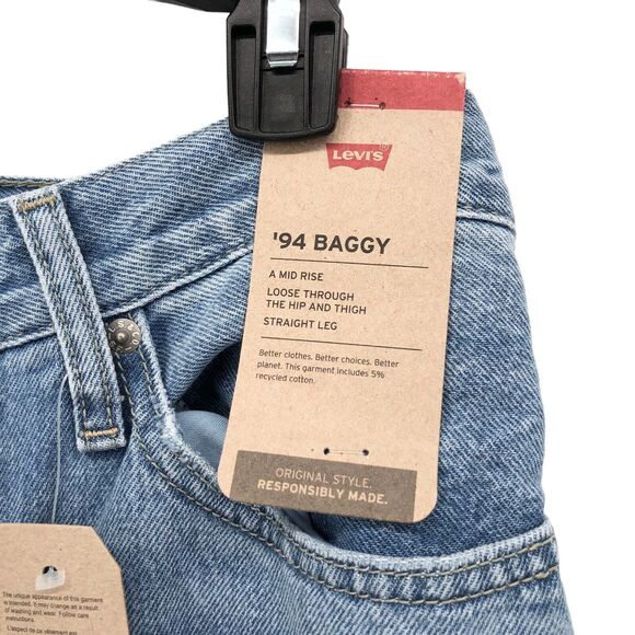 NEW Levi's '94 Baggy Jeans Womens 27 x 31 Straight Leg Distressed Blue Denim 90s - Picture 4 of 9